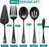 LIANYU 5-Piece Matte Black Serving Utensils Set, Stainless Steel Serving Set Include Serving Spoon Fork, Flatware Serving Pieces for Buffet Cateri...