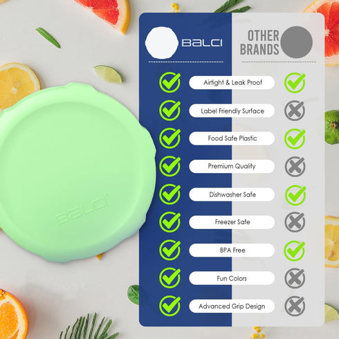 Premium Mason Jar Lids (8 Pack) - Heavy Duty, BPA Free Reusable Plastic Mason Jar Lids - Dry Canning Lid that fits Ball, Kerr & More - 4 Wide Mout...
