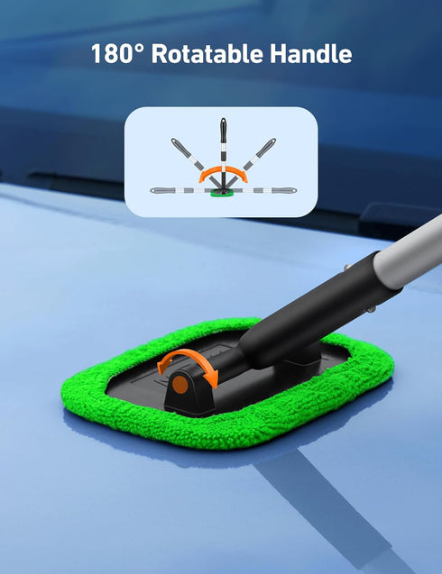 AstroAI Windshield Cleaner, Microfiber car Window Cleaner with 4 Reusable and Washable Microfiber Pads and Extendable Handle Auto Inside Glass Wip...