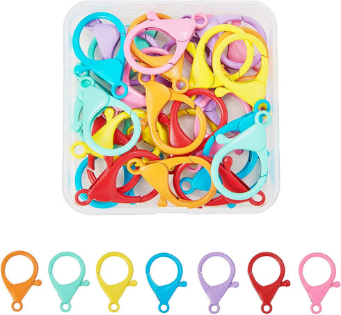 LiQunSweet 35 Pcs 7-Colors Iron Lobster Claw Clasp Hard Hook Lanyard Snap Clips DIY Accessories Hardware for Crafts Bags Keychains Jewelry Making ...