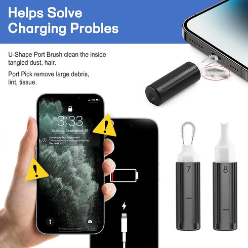 iPhone Cleaning Kit CleaniKu Phone Cleaner - iPhone Charging Port Cleaning Tool, Multi-Tool Phone Repair Restore with Speaker Cover, USB C Cleanin...