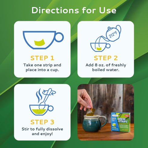 CALMOUR Natural Green Tea Extract Strips 10 Pack | Green Tea Bags Alternative Travel Friendly On-The-Go Quick Dissolving Strips | Lemon Ginger Tea...