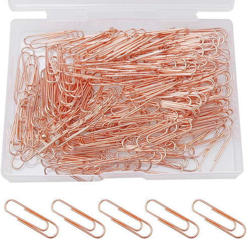 200 Pcs Rose Gold Paper Clips, 1.1" (28mm) Smooth Finish Steel Wire Paperclips Medium Size Paper Clips for Organizing School Home Office Supplies...