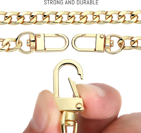 WILLBOND 4 Pcs Purse Chain Strap Mini Purse Extender Metal Flat Chain Strap Replacement for Crossbody Shoulder Bag Handbag Clutch Handles Charm(7....