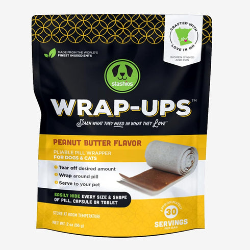 Wrap-Ups: Pill Wrapper - Peanut Butter - 30 Servings Bag, Dogs & Cats, Pet Treat Hides Any Size Pills, All Natural Limited Ingredients, USA...