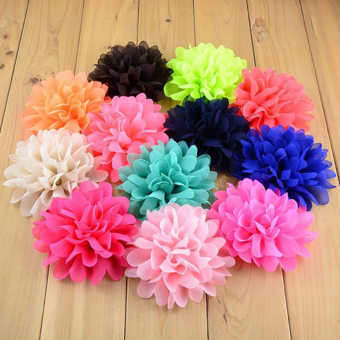 Fodattm 30PCS Women 30 Solid Colours 4" Chiffon Fabric Flowers DIY Flower Headbands Decorative Wedding Flowers...