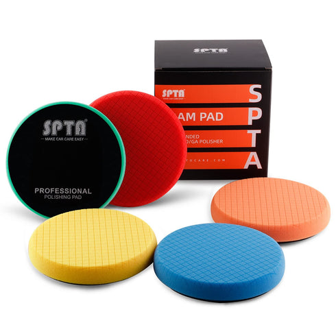 SPTA Buffing Polishing Pads, 5Pc 7.5 Inch Face for 7 Inch Backing Plate, Compound Buffing Sponge Pads Cutting Polishing Pad Kit for Car Buffer Pol...