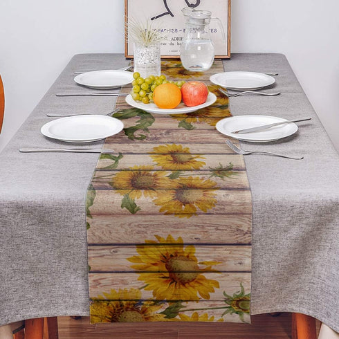 Sunflowers Rustic Table Runner-Cotton linen-Small 36 inche Dresser Scarves,Farmhouse Tablerunner for Kitchen Coffee/Dining/Sofa/End Table Home Liv...