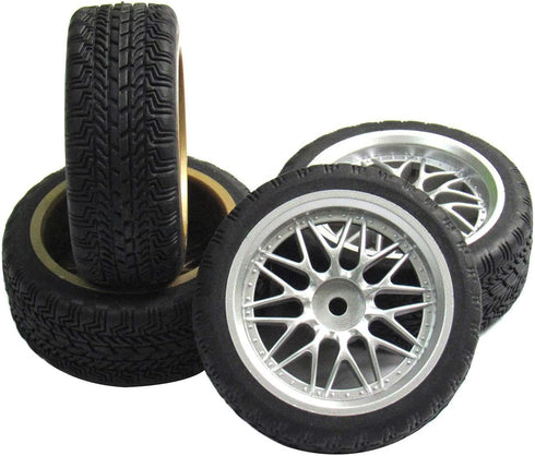 12mm Hub Wheel Rims Rubber Tires for RC 1/10 on-Road Touring Racing Car A for RC 1: 10 on-Road Racing car, Drift, Touring car (4pcs)...