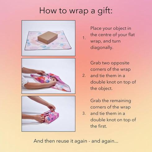 Wrappr Gift Wrap, Eco friendly & Zero-waste Furoshiki Fabric Wrap, Vision print designed by artist Essery Waller, 70 cm. x 28 in. square, Printed ...