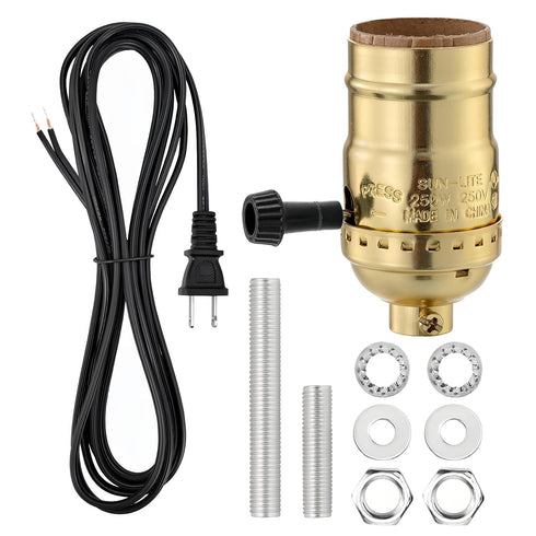 Lamp Making Kit, Lamp Parts for Repair Replacement or Rewire Table and Floor Lamps, 3 Way Socket 10 Foot Matching Cord and Essential Hardware, DIY...