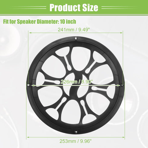 ACROPIX Universal 10" Car Speaker Grills Cover Round 10 Inch Audio Speaker Subwoofer Guard Protective Case with Mounting Screws ABS Black - Pack o...