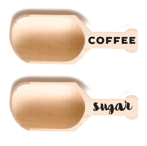 Perfect Stix 4.25'' Mini Wood Scoop,Coffee,Sugar Black Print .4ct....