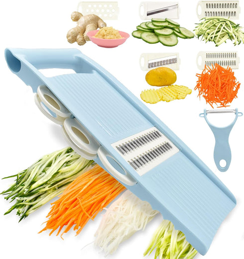5 in 1 Mandoline Slicer for Kitchen, Vegetable Slicer Multi Blade Potato Chip, Veggie shredder, Vegetable Cutter, Julienne Shredder and peeler For...