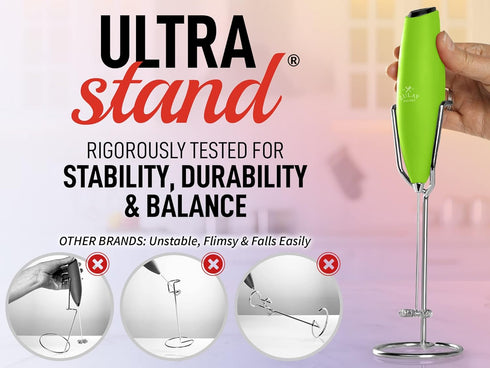 PRO MILK FROTHER WAND - ULTRA HIGH SPEED HANDHELD FROTHER - UPGRADED STAND - Powerful Handheld Mixer with Infinite Uses - Super Instant Electric F...