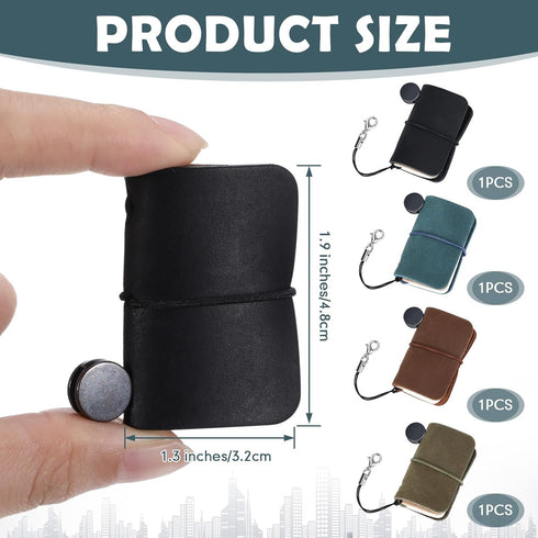 4 Pcs 1.9 x 1.3'' Vintage Cute Mini Notebook Small Miniature Notebook Refillable Pocket Tiny Journal Portable Leather Cover with Book Insert for D...