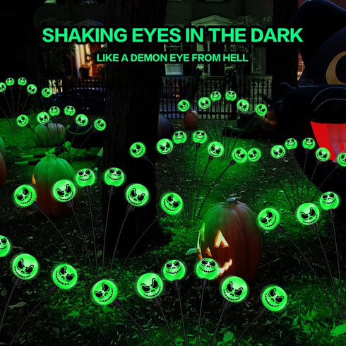 Outdoor Halloween Decorations Solar Grimace Pathway Lights,2PACK 12LED Scary Nightmare Swaying Firefly Lights Waterproof Solar Halloween Lights fo...