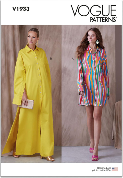 Vogue Misses' Button-Front Shirt Dress Sewing Pattern Packet, Design Code V1933, Sizes 6-8-10-12-14, Multicolor...