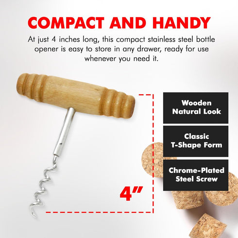 Chef Craft Select Corkscrew with Wooden Handle, 4 inch, Natural...