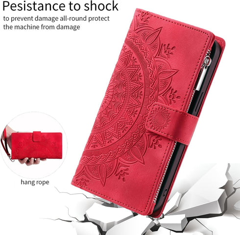 Phone Case for Motorola Moto G Power 2022/MotoG Play 2023/G Pure 2021 Wallet Cover with Screen Protector Mandala Flower Flip Zipper Card Holder St...