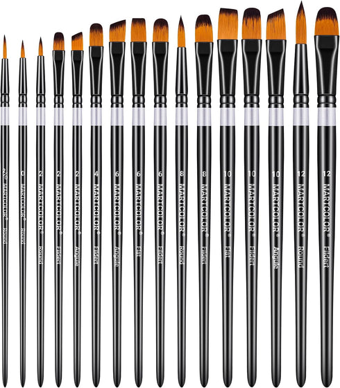 Paint Brushes Set for Acrylic Painting, 16 pcs Nylon Hair Paint Brushes for Oil Watercolor Face Body Rock Painting Artist, Art Painting Brush Kits...