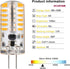 G4 LED Bulbs 12V 3W Bi-Pin LED Light Bulbs 48×3014 SMD 20W Halogen Bulb Replacement Silicone Coated Shatterproof 220 Lumens 360° Beam Angle AC/DC ...
