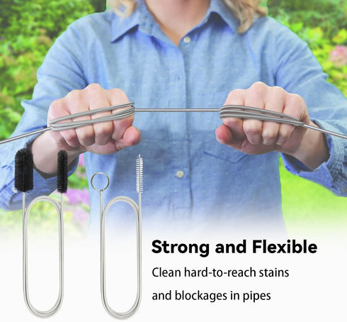 Flexible Drain Brush, 66 Inch Long Double Ended Hose Pipe Cleaners and 58 Inch Tube Cleaning Brush and 2 Pack 8 Inch Straw Cleaner Brush...