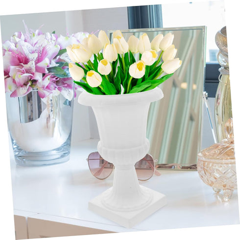 DOITOOL Flowerpot Urn Shaped Flower Pot Flower Vase Footed Plant Pot Vases for Flowers Floral Art Vase Creative Flower Pots Pedestal Glass Vase Wh...