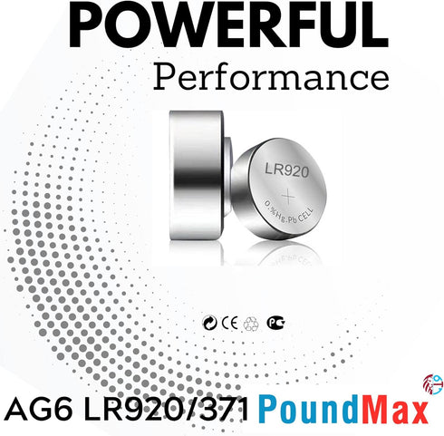 AG6 LR920/371 Batteries 1.5v Alkaline Button Cell Battery - 10 Count...