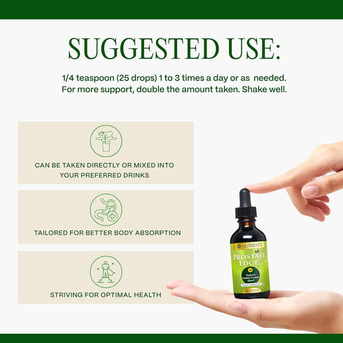 Go Nutrients Prostate Edge - Saw Palmetto & Pygeum Extract Supplement for Men’s Prostate Health & Relief - Organic Liquid Drops to Support Urinary...