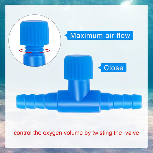 30 Pack Aquarium Air Control Valves for Fish Tank 3/16" ID Air Tube Blue Single Way T Shape Control Valve Plastic Aquarium Hose Connector for Home...