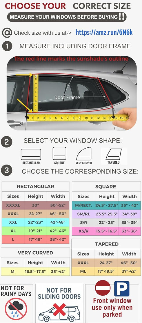 XXL/Car Side Window Shades for SUVs (12 Sizes) - Baby Protection from Sun, Heat, Bugs & Privacy, Double-Layered Stretchy Mesh Screens, 2-Pack by Q...