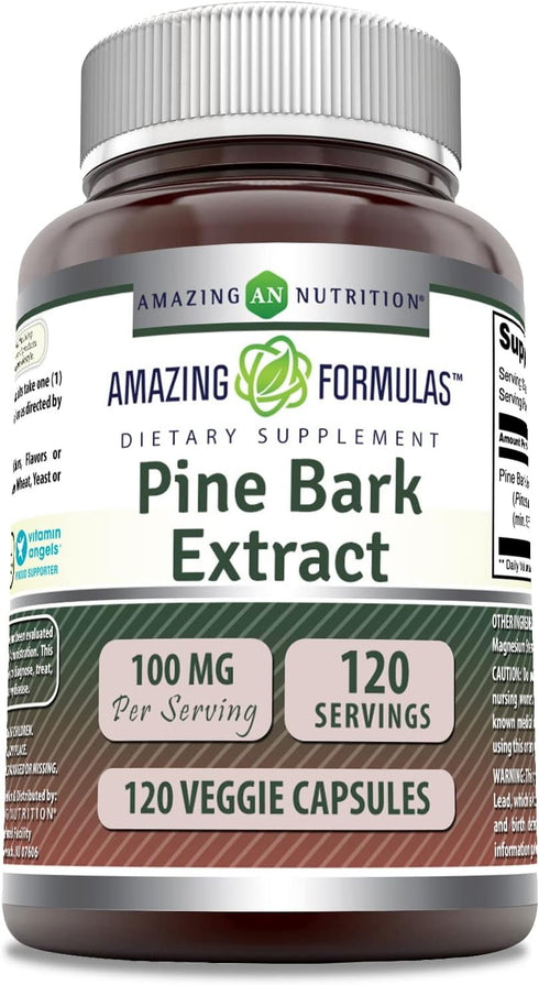 Amazing Formulas Pine Bark Extract Supplement | 100 Mg Per Serving | 120 Veggie Capsules | Non-GMO | Gluten Free | Made in USA...