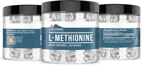 Earthborn Elements L-Methionine 200 Capsules, Pure & Undiluted, No Additives...