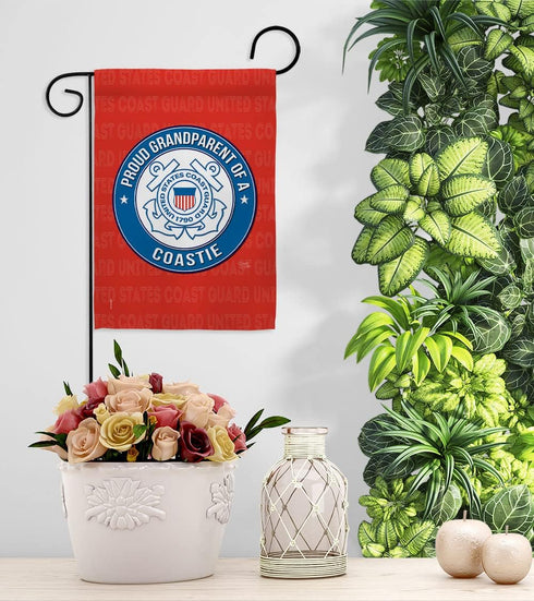 Proud Grandparent Coastie Garden Flag - Armed Forces Coast Guard USCG Semper Paratus United State American Military Veteran Retire Official - Hous...