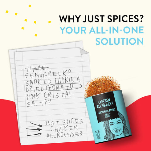 Just Spices Chicken Allrounder, 2.29 OZ I Poultry spice mix to cook, grill and roast chicken like a pro I Use as spice mix, dry rub or marinade...