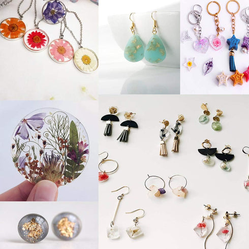 Suhome 73 Pack Resin Earring Mold Jewelry Silicone Resin Molds Making Kits Including Earring, Pendant, Bracelet, Necklace, Button Silicone Resin C...