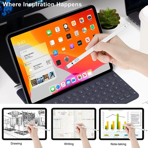 Stylus Pen for iPad,Capacitive Digital Pencil with 1.45mm Ultra Fine Tip Stylus, Active Electronic Pen Compatible iPhone Samsung Phone Tablets for...