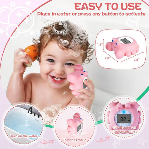 Baby Bath Thermometer Baby Safety, Digital Baby Bath Tub Thermometer with Temperature Alarm, Baby Water Thermometer & Room Thermometer, Baby Bath ...