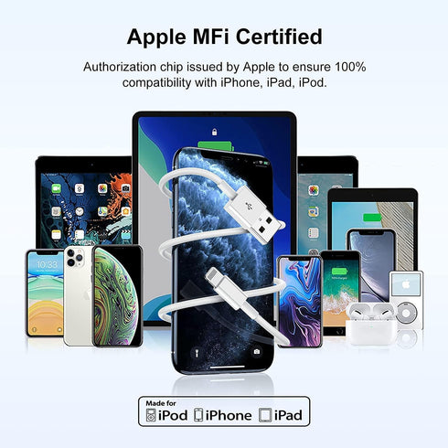 3 Pack 6ft iPhone Charger Apple MFi Certified, Long Lightning to USB Cable 6 Feet, Fast Apple Charging Cable Cord 6 Foot for iPhone 14 Pro/14 Max/...