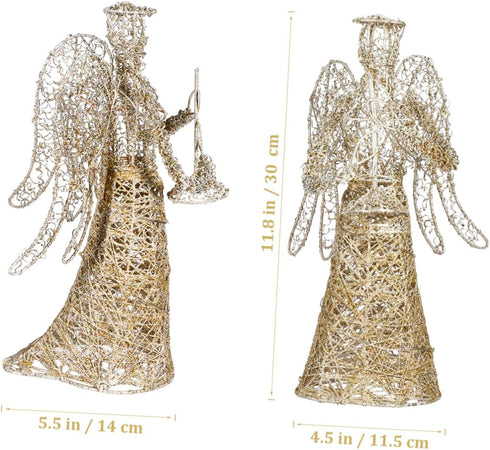 ABOOFAN Angel Christmas Tree Topper Gold Glitter Christmas Treetop Decoration Coated Metal Angel Xmas Tree Topper Ornaments for Holiday Home Offic...