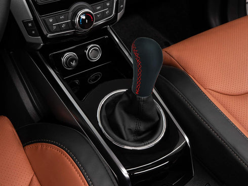 Abfer Shift Knob 5 Speed Leather Stick Gear Shifting Handle Car Shifter Knobs Fit for Most Automatic Manual Vehicles Trucks, Red...