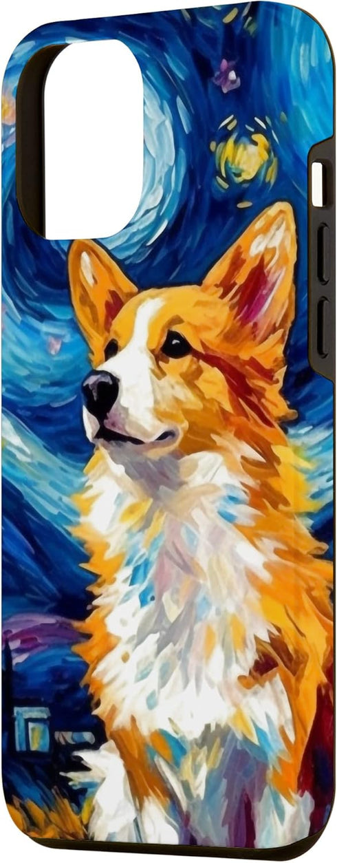 iPhone 15 Pro Max Welsh Corgi Dog Starry Night Van Gogh Welsh Corgi Case...