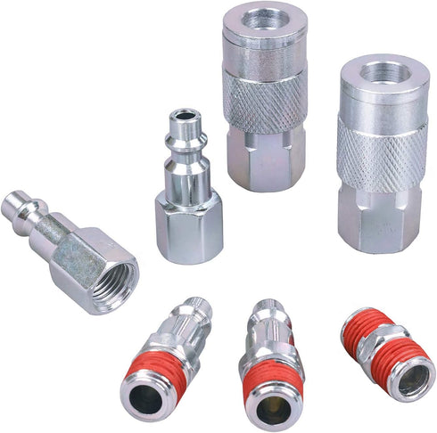 WYNNsky Air Tool Coupler and Plug Kit, 1/4 Inch NPT Fittings Industrial Type, 7 Piece w/Storage Case...