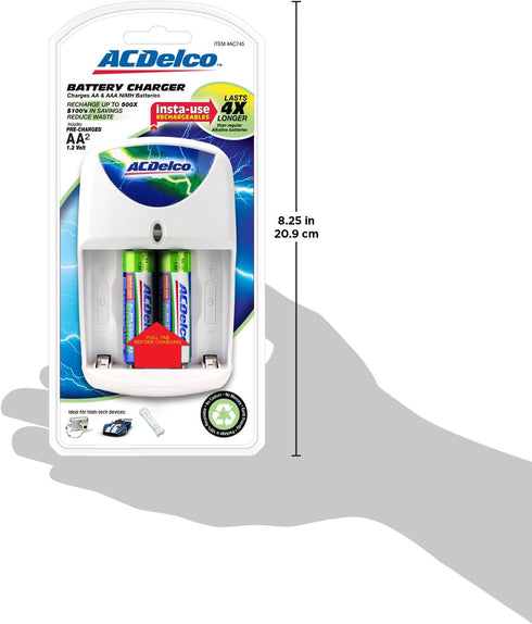 ACDelco AA and AAA Battery Charger, Includes 2 AA Batteries...