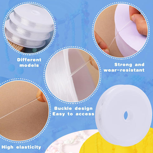 24PCS Beading Needles,6 Size Big Eye Beading Needles,Beading Thread Needles,3 rolls transparent elastic thread,Stainless Bead Needle for Jewelry M...