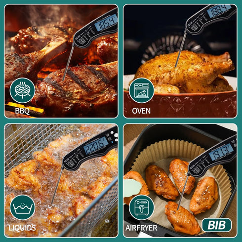 BIB Digital Meat Thermometer - Waterproof Food Thermometer for Kitchen and Outside, Fast Instant Read Food Thermometer for Cooking,& Candy Making,...