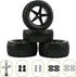 4pcs RC Buggy Tires 12mm Hex Wheels and Tires for 1/10 Scale Buggy RC Off Road Vehicle Tyres with Locking Nuts Washers and Wrench Spare Parts Repl...