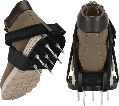 Lawn Aerator Shoes, Fully Assembled Stainless Steel Spikes Shoes, Adjustable Gardening Shoes Lawn Aerator Tool Aeration Shoes Suitable for Lawn Ya...