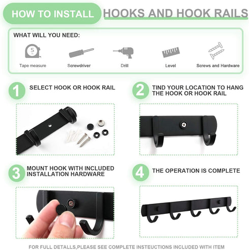Ihomepark Coat Hooks Wall Mounted, Heavy Duty Metal 5 Coat Hanger Rack for Coat Hat Towel Purse Robes Keys Mudroom Bathroom Entryway (1 Pack, Blac...
